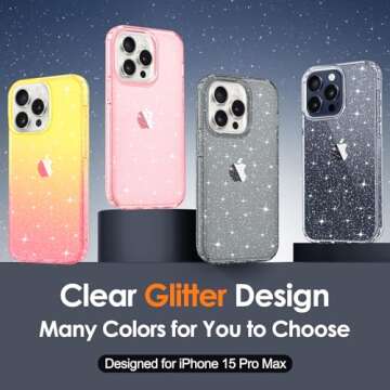 Hython iPhone 15 Pro Max Glitter Case - Cute Bling Protection