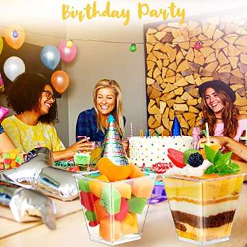 Zubebe 100 Pack 8 Oz Square Plastic Cups, Appetizer Dessert Cups Clear Plastic Disposable Small Tumbler for Ice Cream, Fruit Puddings, Desserts, Appetizers Wedding Party Catering Supplies