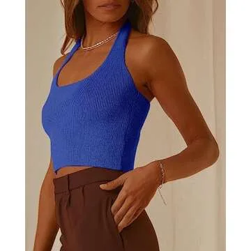 Goranbon Women's Halter Neck Crop Top for Summer Style