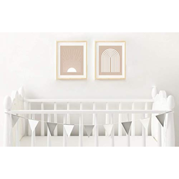 Modern Abstract Geometric Sun Rainbow Wall Art Prints