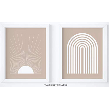 Modern Abstract Geometric Sun Rainbow Wall Art Prints