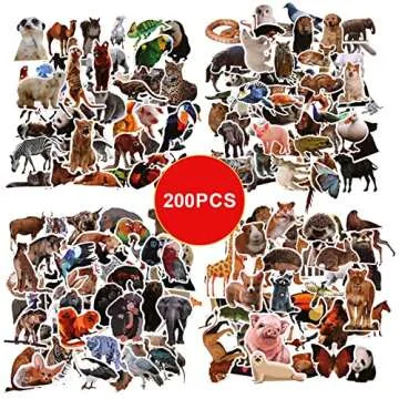 200pcs Jungle Realistic Animal Stickers for Kids - Fun, Durable & Creative