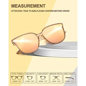 LVIOE Polarized Sunglasses for Women Modern Cute Cat Eye Style UV Protection LS1627s