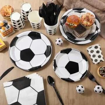 Domensi 280 Pcs Soccer Party Tableware Set for Events
