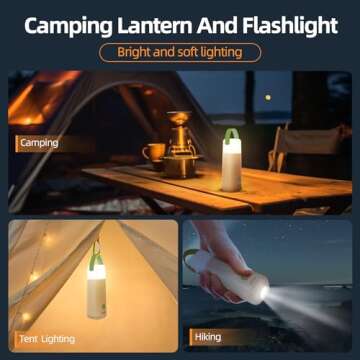 Dawnrise LED Camping Lantern, Up to 350 Hours Rechargeable Camping Light, 4 Modes Outdoor Flashlight...