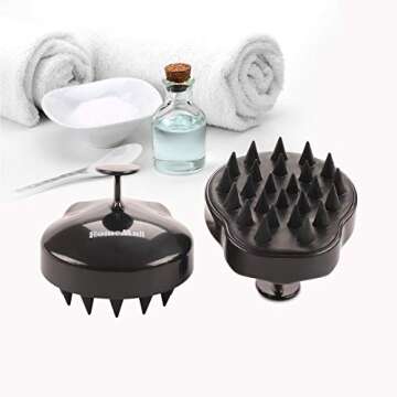 Scalp Massager Shampoo Brush, Scalp Care Brush with Soft Silicone Massage Head for Hair Growth, Dandruff Treatment and Stress Release (Black Scalp Massager Brush)