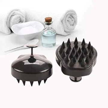 Scalp Massager Shampoo Brush, Scalp Care Brush with Soft Silicone Massage Head for Hair Growth, Dandruff Treatment and Stress Release (Black Scalp Massager Brush)