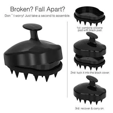 Scalp Massager Shampoo Brush, Scalp Care Brush with Soft Silicone Massage Head for Hair Growth, Dandruff Treatment and Stress Release (Black Scalp Massager Brush)