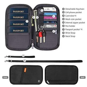 RFID Blocking Family Passport Wallet Holder Waterproof, Travel Document Organizer Credit Card Clutch...