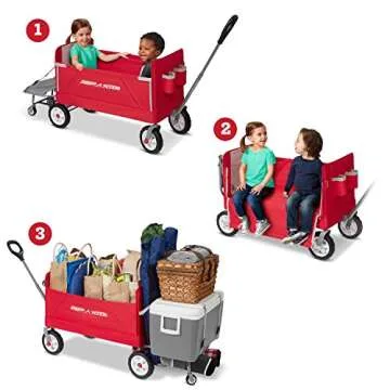 Radio Flyer 3-in-1 Folding Wagon with Cooler Caddy for Kids, Garden & Cargo (Amazon Exclusive) , Red