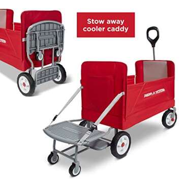 Radio Flyer 3-in-1 Folding Wagon with Cooler Caddy for Kids, Garden & Cargo (Amazon Exclusive) , Red