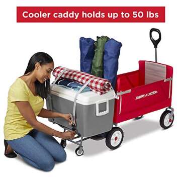Radio Flyer 3-in-1 Folding Wagon with Cooler Caddy for Kids, Garden & Cargo (Amazon Exclusive) , Red