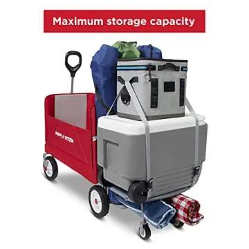 Radio Flyer 3-in-1 Folding Wagon with Cooler Caddy for Kids, Garden & Cargo (Amazon Exclusive) , Red