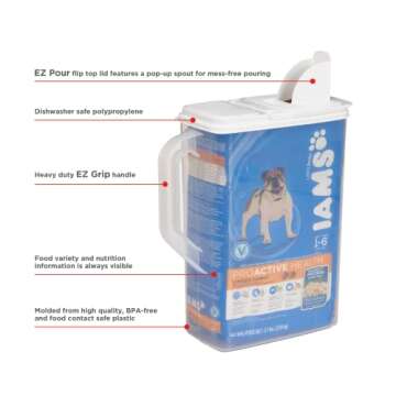 Buddeez Pet Food Storage Container - 8 Quart Capacity Bird Seed Container & Dog Food Storage, with Durable EZ Grip Handle and EZ Flip Lid with Pour Spout