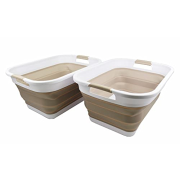 SAMMART 36L (9.5 gallon) Collapsible Plastic Laundry Basket - Foldable Pop Up Storage Container/Orga...