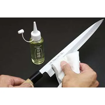 Yoshihiro 100% Pure Tsubaki Japanese Knife Maintenance Oil 3.4oz(100ml) with Complimentary Sabitori ...