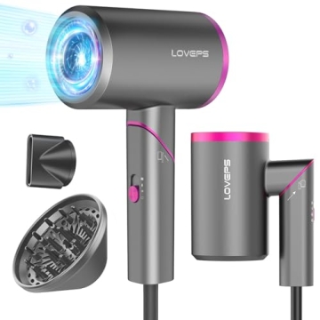 1800W Ionic Hair Blow Dryer with Diffuser - Fast, Safe & Travel-Friendly