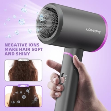1800W Ionic Hair Dryer with Diffuser Travel-Friendly Design