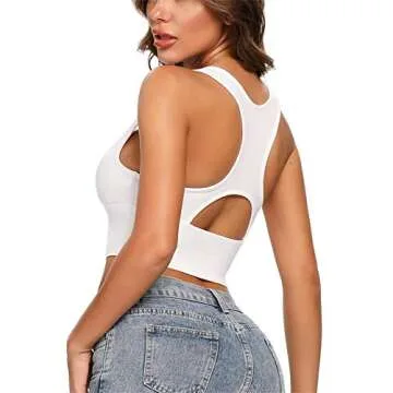 SKYVOICE Women's Deep V Neck Sleeveless Tank Top