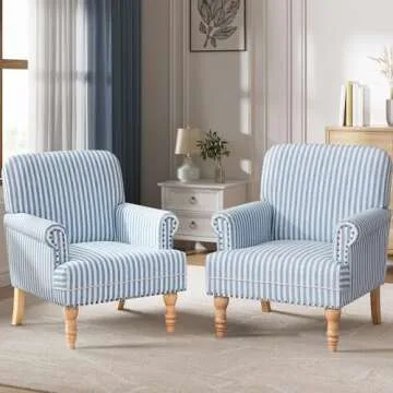 HUIMO Linen Fabric Accent Chairs Set of 2 for Stylish Living Spaces