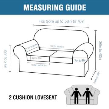 H.VERSAILTEX 3 Piece Stretch Sofa Covers for 2 Cushion Loveseat Couch Covers for Living Room Furnitu...