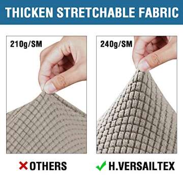 H.VERSAILTEX 3 Piece Stretch Sofa Covers for 2 Cushion Loveseat Couch Covers for Living Room Furniture Cover (Base Cover Plus 2 Seat Cushion Covers) Thicker Jacquard Fabric(Medium Sofa, Taupe)