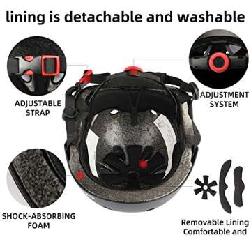 CELOID Kids Bike Helmet,Toddler Skateboard Helmets for Ages 5-8-9 Years Boys Girls,Adjustable Multi-Sport Bicycle Skateboarding Football Roller Skating Scooter Rollerblade Balance Bike Helmet,Black