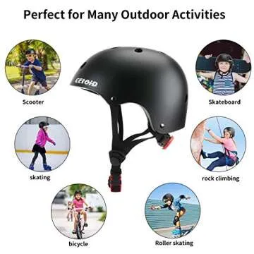 CELOID Kids Bike Helmet,Toddler Skateboard Helmets for Ages 5-8-9 Years Boys Girls,Adjustable Multi-Sport Bicycle Skateboarding Football Roller Skating Scooter Rollerblade Balance Bike Helmet,Black