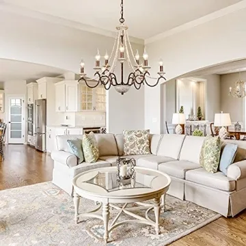 Farmhouse Chandelier - 9-Light Rustic Elegance