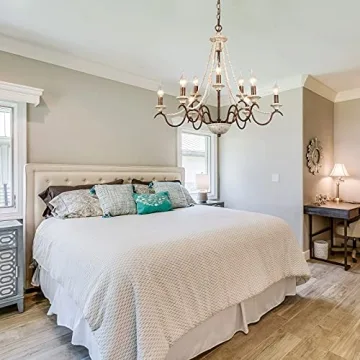 Farmhouse Chandelier - 9-Light Rustic Elegance