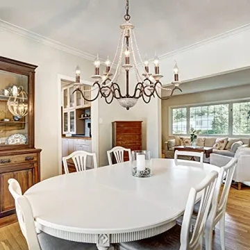 Farmhouse Chandelier - 9-Light Rustic Elegance