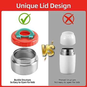 Bento Lunch Box for Kids With 8oz Soup Thermo,Leak-proof Lunch Containers with 4 Compartment,Thermo Food Jar, Food Containers for School(Vermilion)