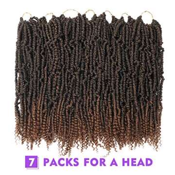 Bomb Twist Crochet Hair 6 Packs Spring Twist Hair Prelooped Crochet Braids Synthetic Hair Extension Passion Twist Mini Twist Hair dreadlocks Crochet Hair for Black Women 14inch (T30)
