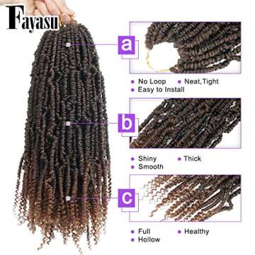 Bomb Twist Crochet Hair 6 Packs Spring Twist Hair Prelooped Crochet Braids Synthetic Hair Extension Passion Twist Mini Twist Hair dreadlocks Crochet Hair for Black Women 14inch (T30)