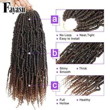 Bomb Twist Crochet Hair 6 Packs Spring Twist Hair Prelooped Crochet Braids Synthetic Hair Extension Passion Twist Mini Twist Hair dreadlocks Crochet Hair for Black Women 14inch (T30)
