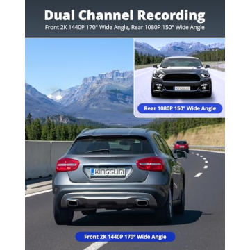 KINGSLIM Dual Dash Cam 2K 1080P Front Rear WiFi