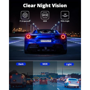 KINGSLIM Dual Dash Cam 2K 1080P Front Rear WiFi