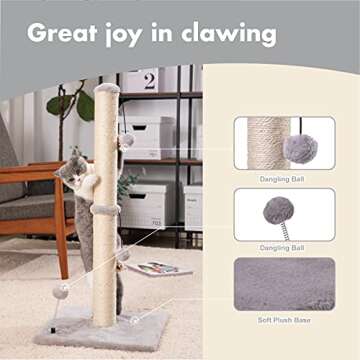 MECOOL 34“ Tall Cat Scratching Post Premium Basics Kitten Scratcher Sisal Scratch Posts Trees with...