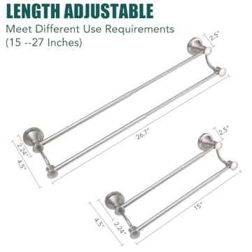 Adjustable Stainless Steel Towel Bar for Modern Bathrooms