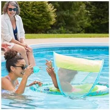 SwimWays Baby Spring Float Splash N Play, Baby Pool Float with Canopy & UPF Protection, Swimming Pool Accessories for Kids 9-24 Months