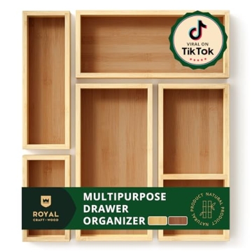 ROYAL CRAFT WOOD Luxury Bamboo Tea Storage Chest - 5-Box Organizer