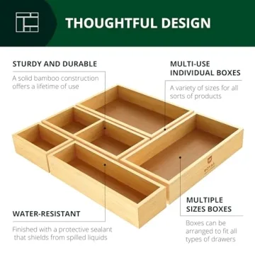 Luxury Bamboo Tea Storage Chest Organizer 5-Box Set