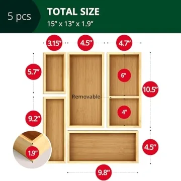 Luxury Bamboo Tea Storage Chest Organizer 5-Box Set