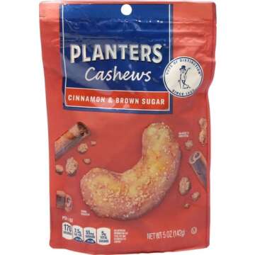 PLANTERS Cashews Cinnamon & Brown Sugar, Party Snacks, 5 Oz Bag