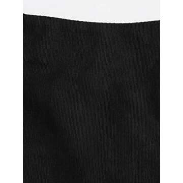 WDIRARA Women's Corduroy High Waist Split Hem Zip Side Casual Mini Skirt Black XL