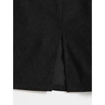 WDIRARA Women's Corduroy High Waist Split Hem Zip Side Casual Mini Skirt Black XL