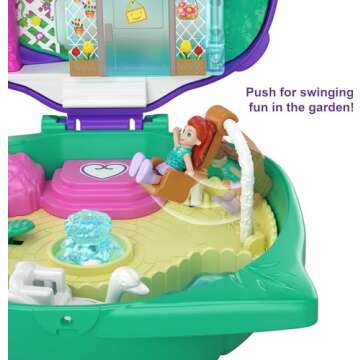 Polly Pocket Playset, Outdoor Toy with 2 Micro Dolls & Surprise Accessories, Pocket World Lil Ladybug Garden Compact