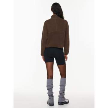 LASLULU Womens Half Zip Pullover Sherpa Fleece Jacket Cute Teen Girls Cropped Sweatshirt with Pockets Warm Winter Fuzzy Sweaters Brown Sweatshirt Jacket 2024 (Espresso, Medium)