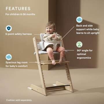 Stokke Tripp Trapp High Chair 2, Natural - Includes Chair + Baby Set with Removable Harness for Chil...