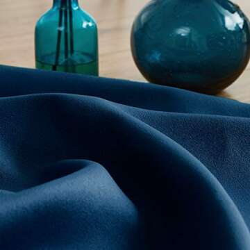 Pom Pom Curtains 95" Blue Blackout Curtains for Bedroom Living Room 95 inch Triple Weave Full Blackout Window Drapes for Hotel Men's Guest Room 52" w x2 Panels Rod Pocket Navy Royal Blue